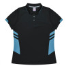 Bellevue Womens Polos Black Teal